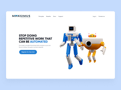 Maksimus concept 3d design hero section landing page ui web webdesign website