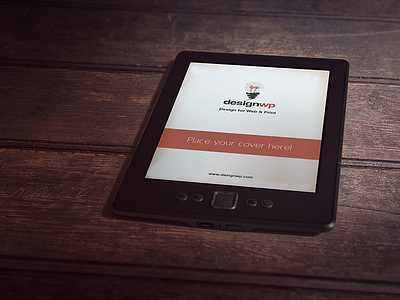 Photorealistic E-Book Reader Mockup e book ebook ebook reader mock up mockup photorealistic reader wood