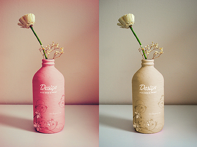 Handmade Bottle Mockup bottle editable free freebie handmade layered mockup photorealistic pink vase