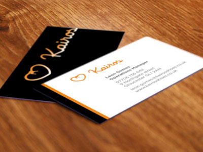 Kairos business card business card heart logo