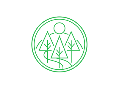 Mirai no mori 森 logo concept badge circle green outdoors tree