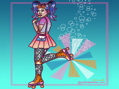 Rollergirl animation design graphic design illustration