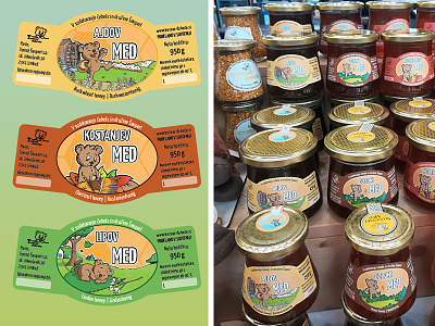 Honey labels bear cute design honney illustration labels print variety
