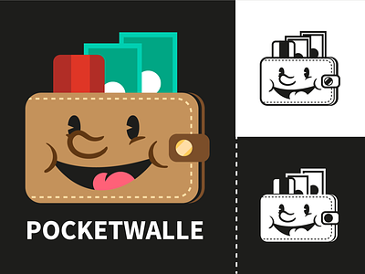 Pocketwalle app application branding design designer icon design illustration logo money app vector