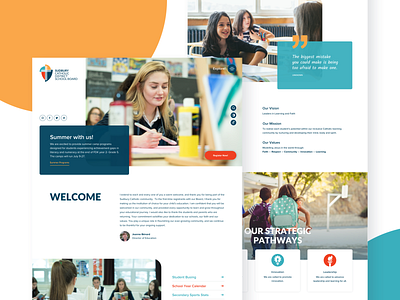 School Board Responsive Website 2d clean design flat ui web