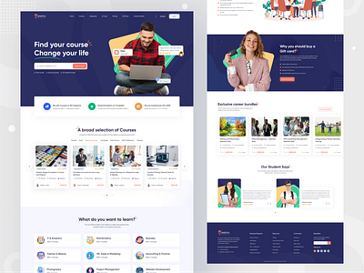 E-Learning Platform Landing Page card course course e courses e learning education education website landing page learning learning app learning management learning platform online online education online learning study