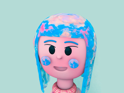 Character lightblue turquesa celeste blue personaje girl character girl design illustration web texture abstact octane cinema 4d c4d 3dmodel 3d