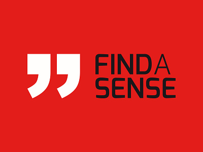 Findasense brand find logo marks quotation quotation marks red sense symbol
