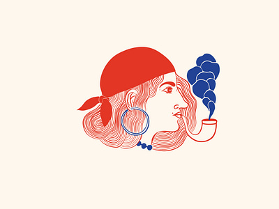 Mujer pirata con pipa design illustration vector