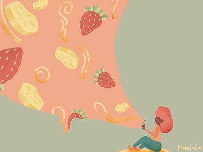 Strawberry Milkshake art digital digital art doodle girl illustration procreate