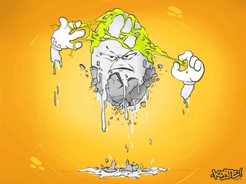 Angry Eggg angry broken egg graffiti gum hands illustration konte