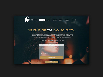 Unity Lounge Bar Website Design