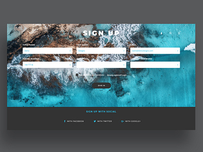 Daily UI Challenge: 001 - Sign Up 001 blue and white dailyui dailyui 001 design oceanic prototype prototyping signup page signup screen signupform ui user interface web webdesign webdesigner website