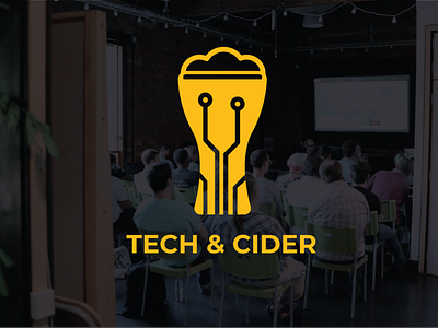 Tech & Cider Logo amber branding design event branding logo tech design tech logo vector yellow yellow logo