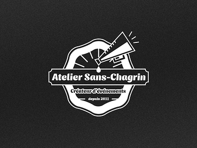 Atelier Sans-Chagrin badge chemistry drop evenementiel evenements event megaphone science speak vintage