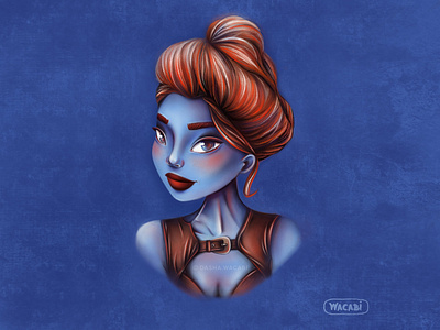 Redhead blue girl | Procreate art | Female character design