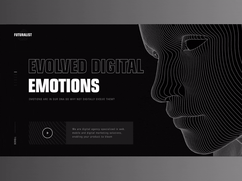 FUTURALIST | Design concept | Screen Animation animation animation design creative daily ui design digital figma first screen flat interaction future gif invision landing page loop animation motion motion design ui video wacabi web