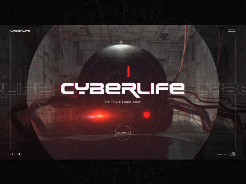 CYBERLIFE | First screen concept | Screen Animation animation animation design creative cyber cyberpunk daily ui figma first screen flat interaction future gif invision loop animation motion motion design terminator ui video wacabi web