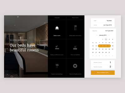 Hotelsite concept booking branding concept design digital branding hotel interaction-design luxury taj typography ui user interface ux