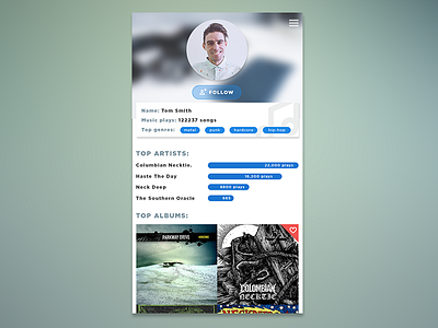 Personal profile UI design music personal profile ui