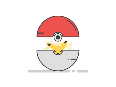 Pokeball design flat illustration pikachu pokemon
