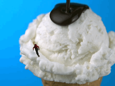 ice cream and climber 2d adobe ae after effect animation chocolate climber compositing ice cream miniature motion design photoshop scale
