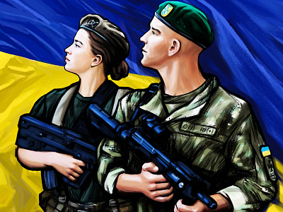 Ukraine flag graphic illustration raster soldier ukraine