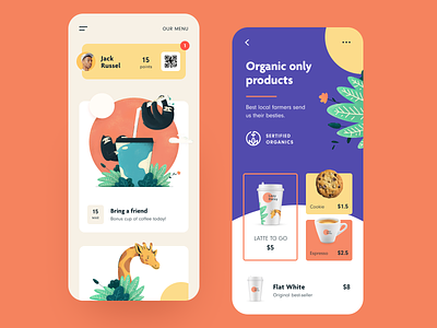 Lazy Daisy Coffeeshop App app app design application business cafe application coffee shop coffee shop application colourful design emotional entrepreneur halo halo lab illustration ios mobile reviews startup ui