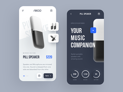 Reco Gadget Store Mobile app app design application business colourful design entrepreneur halo halo lab mobile music portable speaker speaker startup