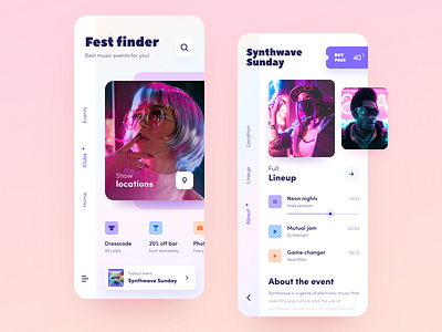 Fest Finder application colourful design entertainment festival festival service halo halo lab interface startup ui ux