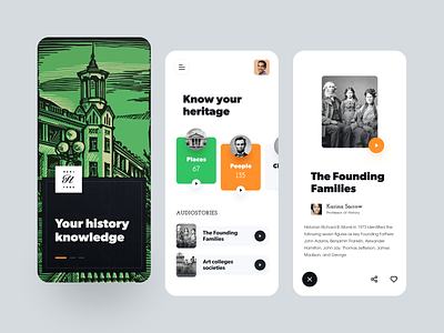 History Learning App application design heritage historical history blog interface old startup ui ux