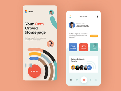 Crowz Mobile application design interface startup ui ux