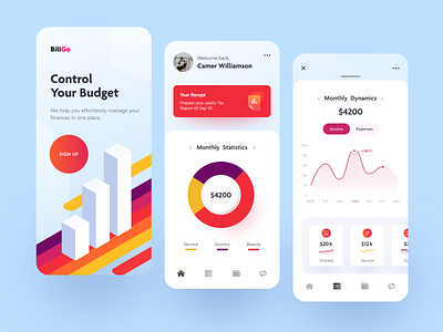 BillGo Mobile application design interface startup ui ux