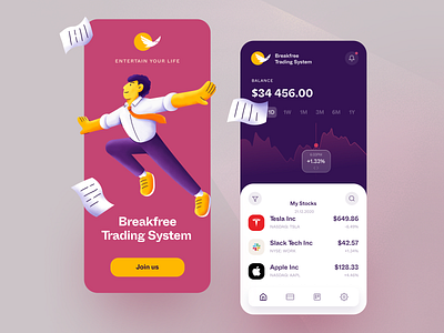 Breakfree Trading Mobile application design interface startup ui ux