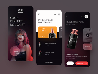 Grace Aroma Mobile application design interface startup ui ux