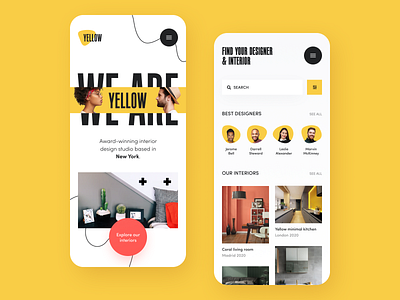 Yellow Interior Mobile application design halo lab interface startup ui ux
