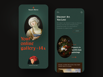 Nature Morte Gallery Mobile application design halo lab interface startup ui ux