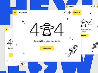 404 Page — Heyllow New Website 404 animations clean css halo lab heyllow illustration responsive studio ui ux website design