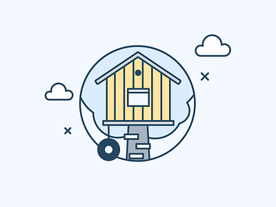 Treehouse architecture halo lab house icon illustration tree