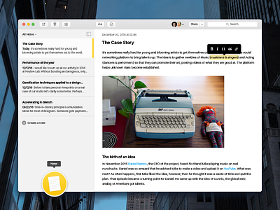 Notes OS X App Redesign apple concept editor halo lab mac notes osx redesign text ui