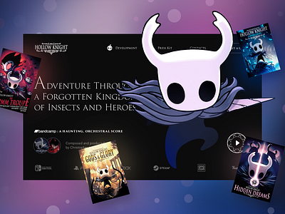 Hollow Knight Fan Promo Concept dark game games hollow knight nintendo promo ps4 ui website