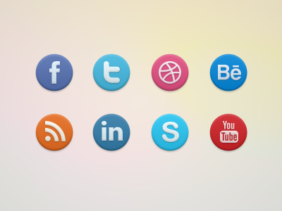 Social Icons behance contacts download dribbble emboss facebook icons linkedin psd round rss skype social twitter website youtube