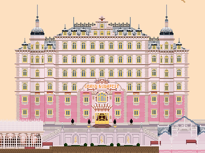 Pixel Grand Budapest Hotel pixel poster retro the grand budapest hotel wes anderson wip work in progress 🏨