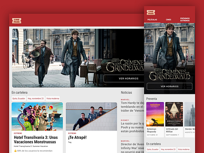 WIP - Redesign for showtimes site cinepass material movie showtimes web