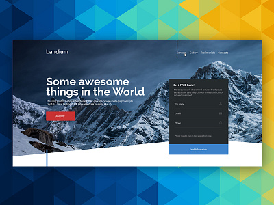 Landium creative design flat landing responsive ui ux web