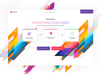 Azarus | Smart Chalenges for Streamers awesome design azarus colorscheme creative design design app game app streamers twitch.tv ui ux design ui deisgn ux design web desgin