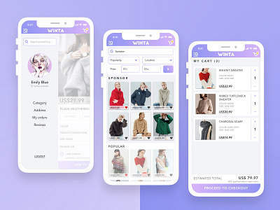 Winta 2 app design ecommerce ui