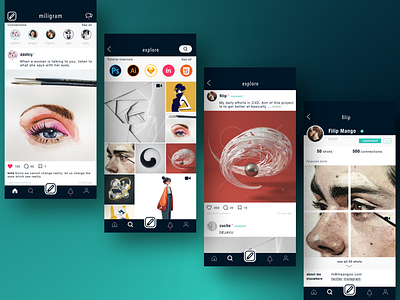 Artist social apps app design ui