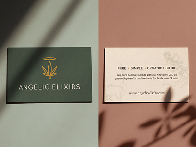 Business Cards for Angelic Elixirs branding business card cannabis design logo
