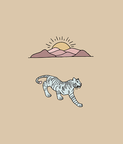Tiger & Mountains illustration procreate sun tiger